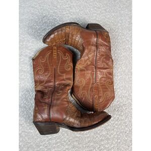 Corral Boots Womens Size 6 Brown‎ Caiman Crocodile Leather Western Cowboy Boots